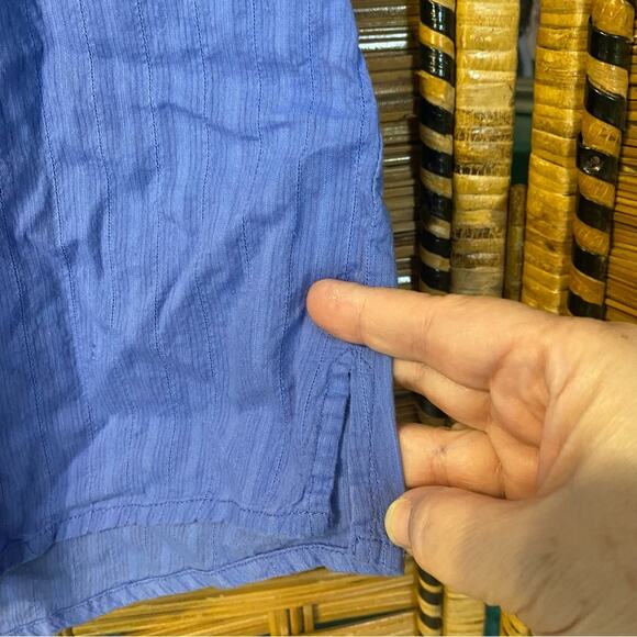 The Vermont country store Blue 3/4 Sleeve Buttoned Blouse Mandarin Collar XL - Picture 8 of 8